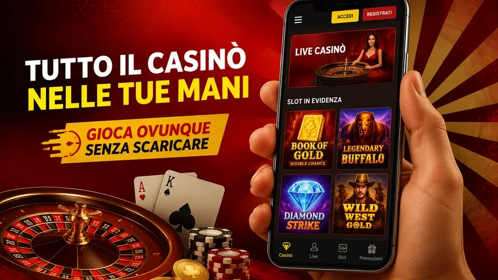 mano con smartphone che mostra interfaccia casino