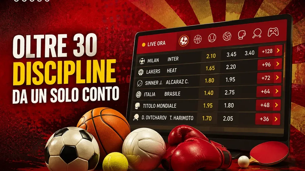 palinsesto sportivo con discipline e quote live